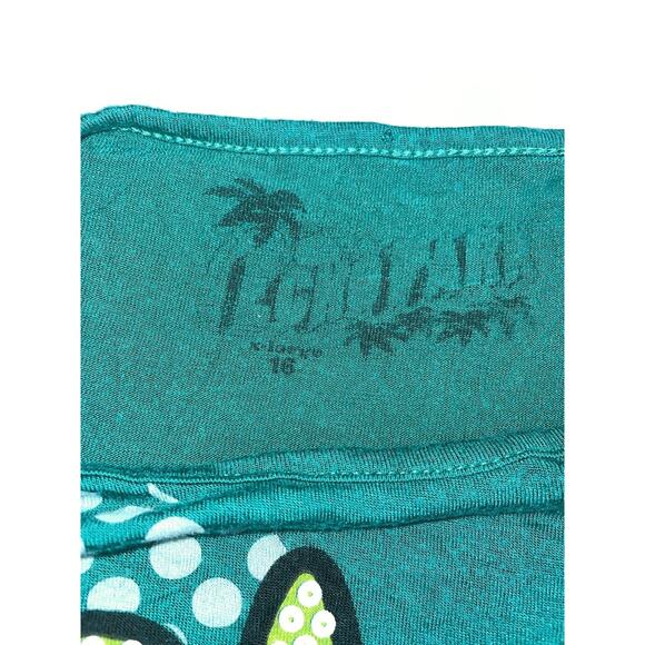 Echo Park girls sz. 16 green sz. XL green short sleeved flower tee. Soft stretch - Picture 4 of 9